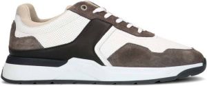 Sacha Heren Witte leren sneakers met bruine en zwarte details