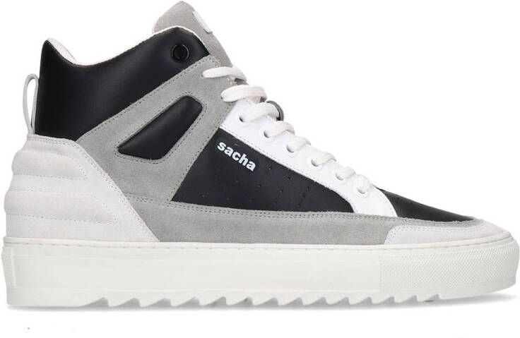 Sacha leren sneakers zwart wit grijs