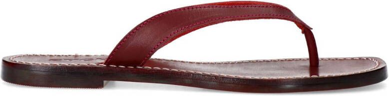 Sacha Dames Burgundy leren teenslippers