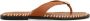 Sacha Dames Cognac leren slippers met goudkleurig detail - Thumbnail 5