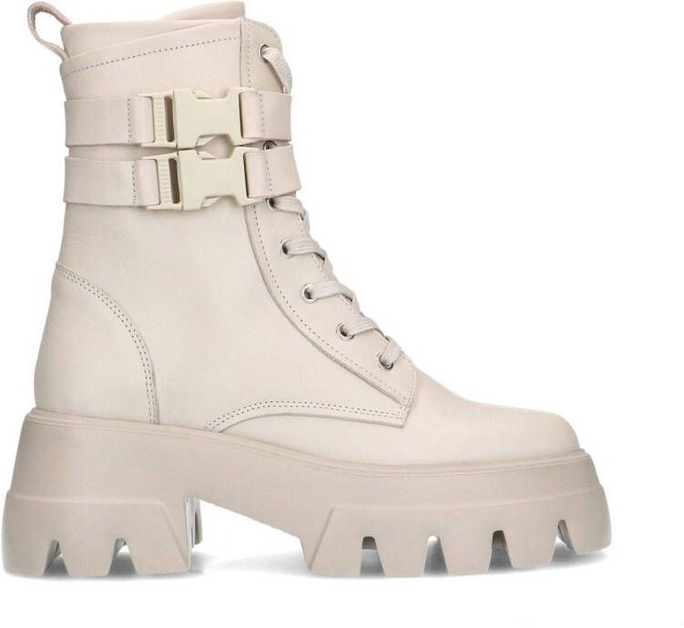 Sacha Dames Off white leren veterboots