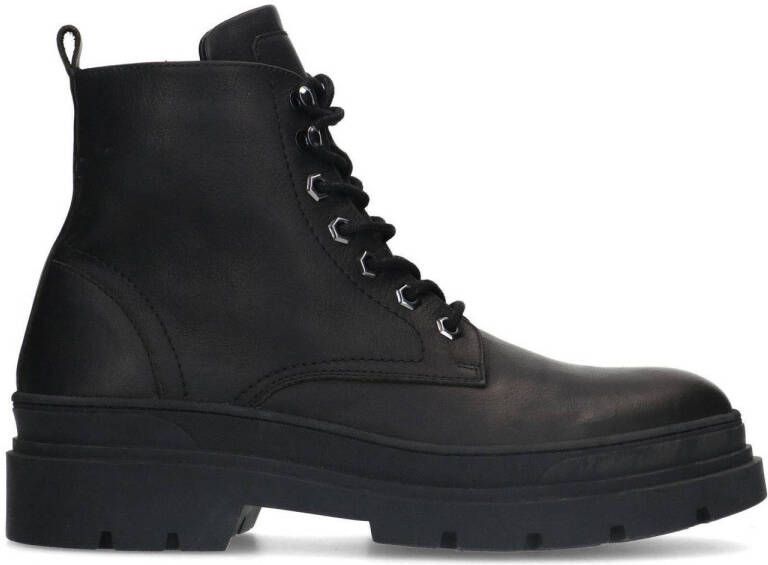 Sacha leren veterboots zwart