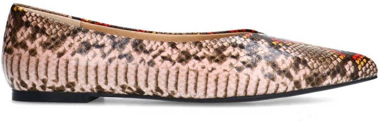 Sacha loafers met slangenprint zalm grijs