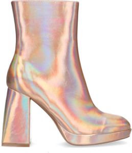 Sacha Dames Roze metallic enkellaarsjes met hak