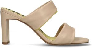 Sacha Dames Beige muiltjes met limegroene details