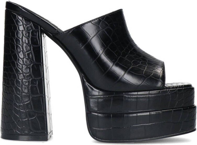 Sacha Dames Zwarte muiltjes met plateau hak Schoenen