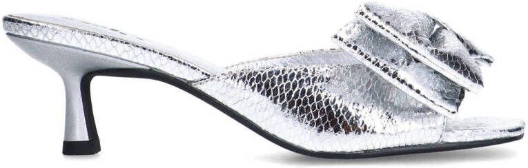 Sacha Dames Zilveren muiltjes met hak en strik