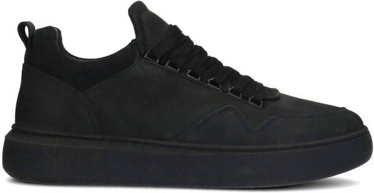 Sacha Heren Zwarte nubuck sneakers met zwarte zool