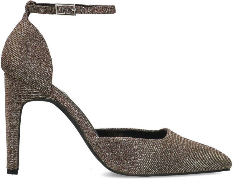 Sacha Dames Goudkleurige glitter pumps met enkelbandje