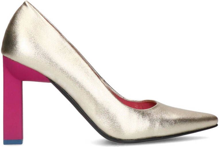 Sacha Dames Gouden pumps met roze hak