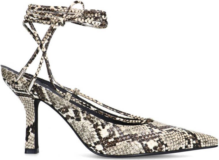 Sacha pumps met slangenprint beige
