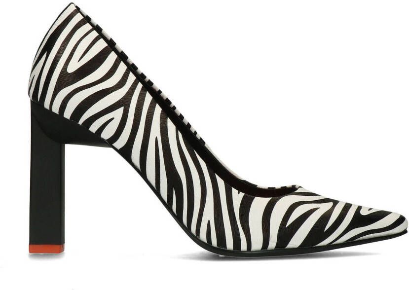 Sacha pumps met zebraprint zwart wit