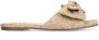 Sacha Dames Beige raffia slippers met strik - Thumbnail 1