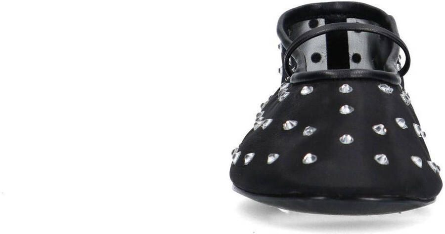 Sacha Dames Zwarte mesh ballerina's met strass