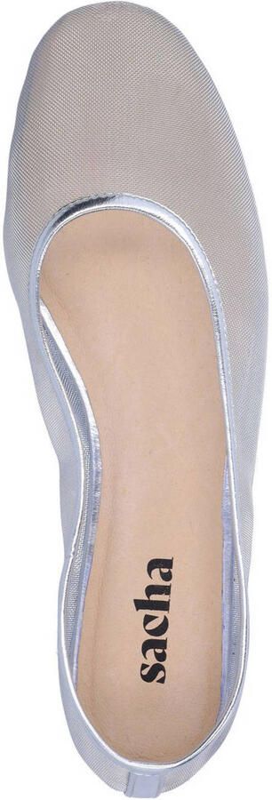 Sacha Dames Zilveren mesh ballerina's