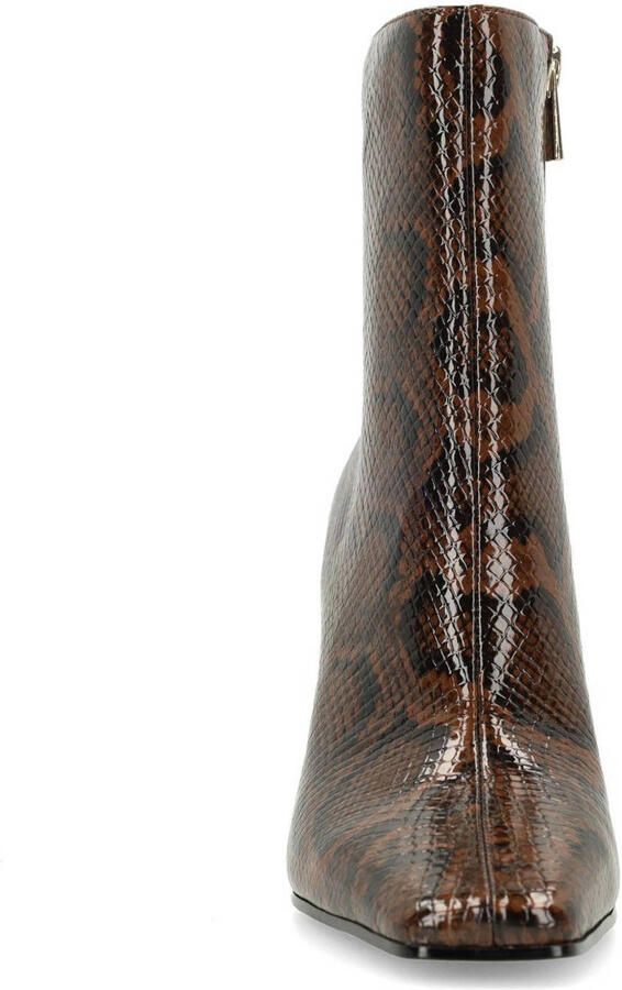 Sacha Dames Bruine snake enkellaarsjes met hak