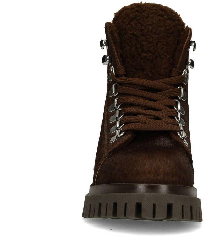 Sacha gevoerde leren veterboots met ponyhair donkerbruin - Foto 2