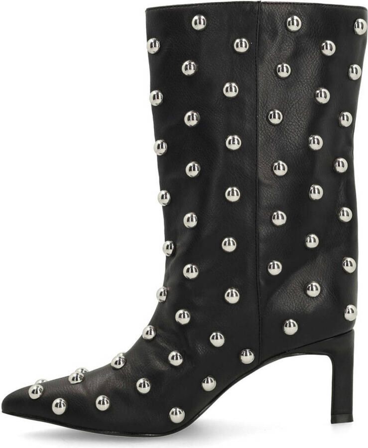 Sacha Dames Zwarte enkellaarsjes met zilverkleurige studs