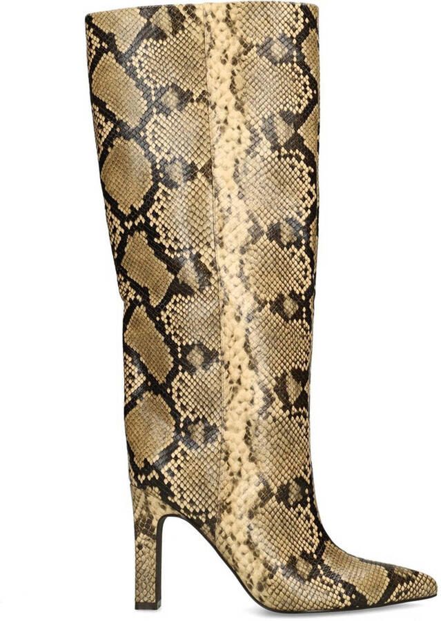 Sacha hoge laarzen met slangenprint beige