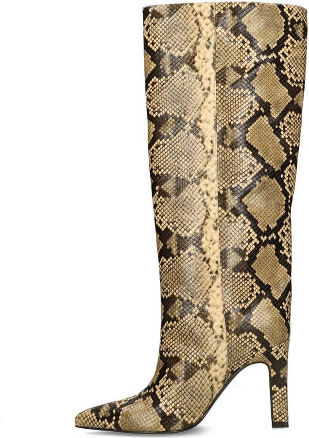 Sacha hoge laarzen met slangenprint beige
