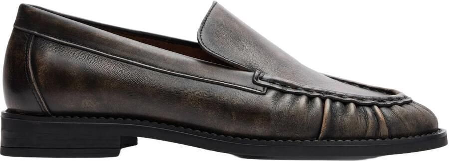 Sacha Dames Greywashed leren loafers met rimpel design