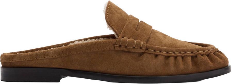 Sacha Dames Beige suède instappers met wol