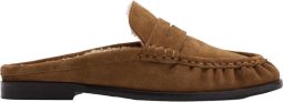 Sacha Dames Beige suède instappers met wol