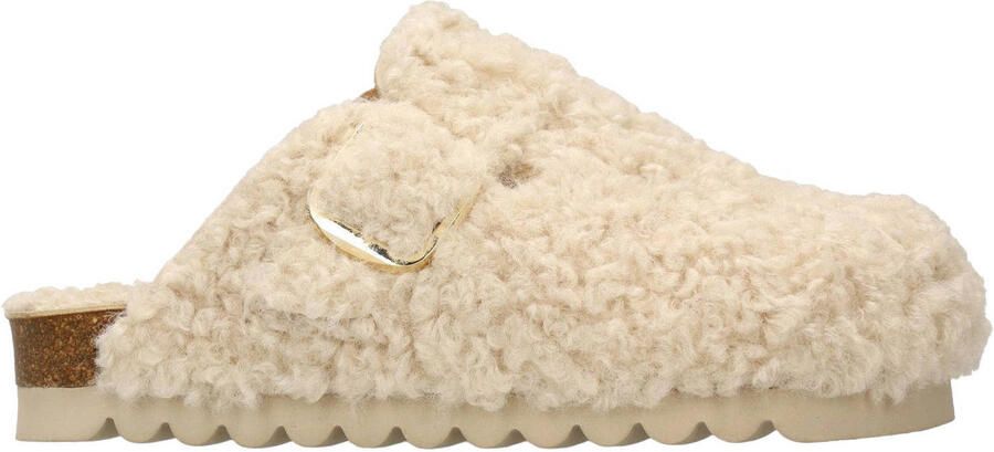 Sacha Dames Beige teddy clogs met gesp - Foto 3