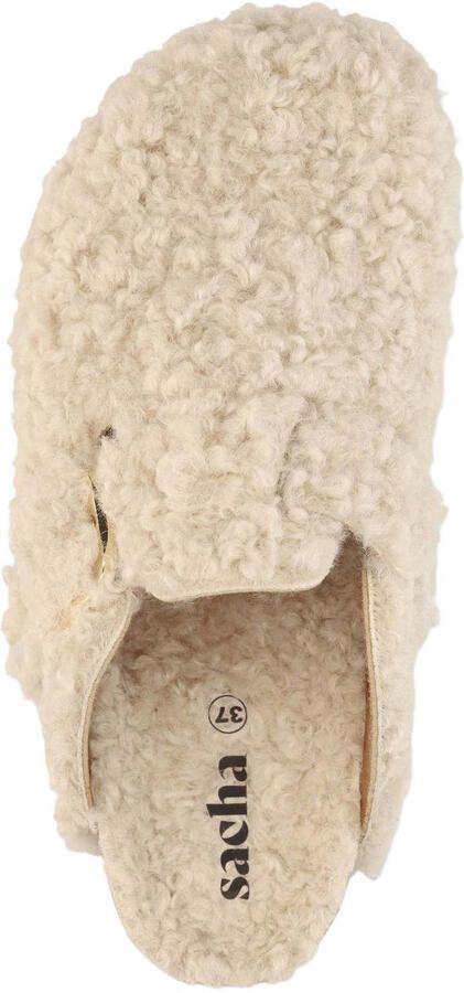 Sacha Dames Beige teddy clogs met gesp - Foto 2