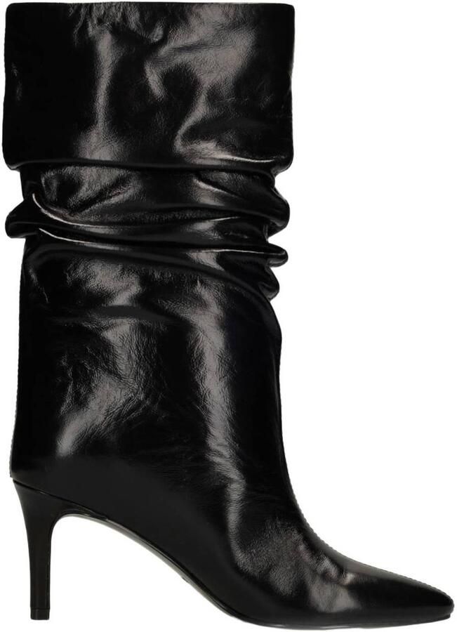 Sacha Dames Zwarte lakleren enkellaarsjes met hak