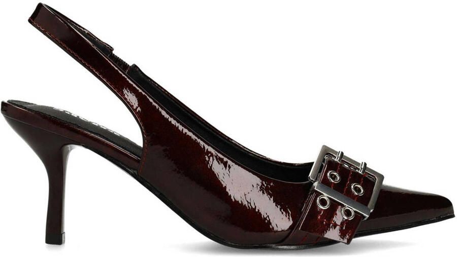 Sacha Dames Burgundy buckle slingbacks