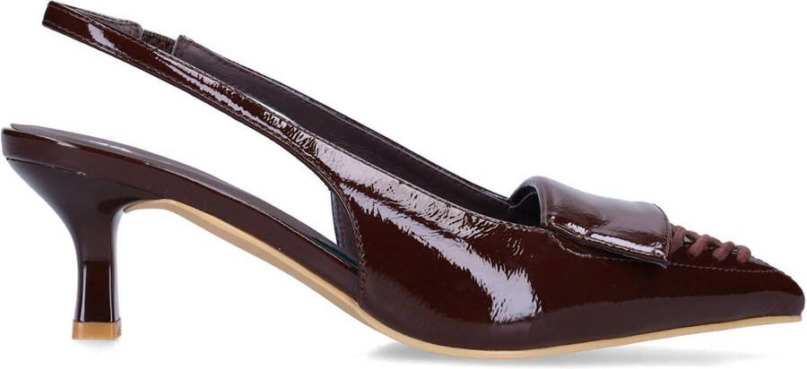Sacha Dames Bruine lak slingbacks