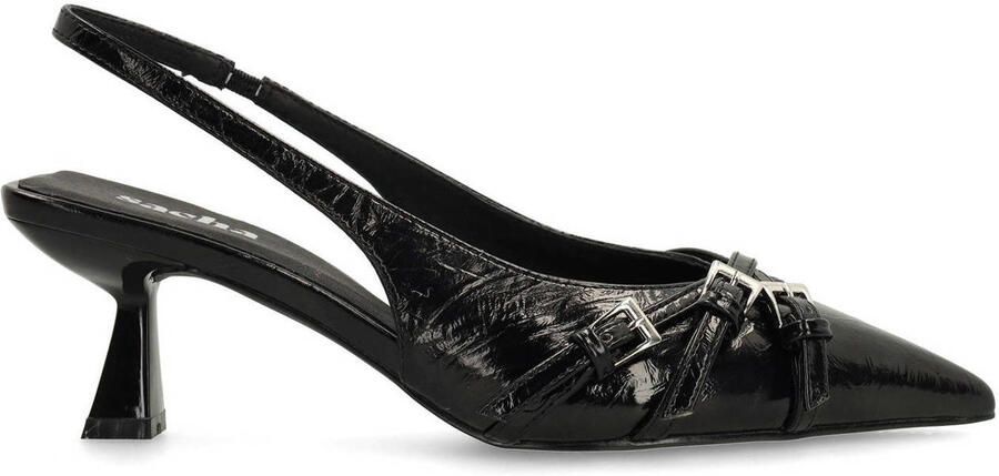 Sacha Dames Zwarte slingback pumps met gespen