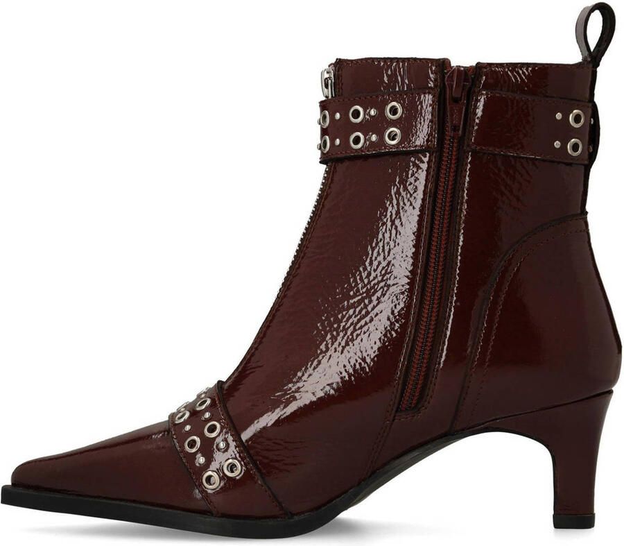 Sacha Dames Bordeaux lak leren enkellaarsjes met buckles - Foto 2