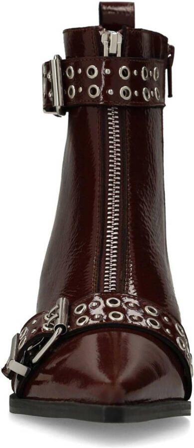 Sacha Dames Bordeaux lak leren enkellaarsjes met buckles - Foto 3