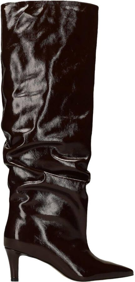 Sacha Dames Donkerbruine lakleren hoge laarzen