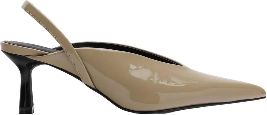 Sacha lakleren slingback pumps met hak kaki