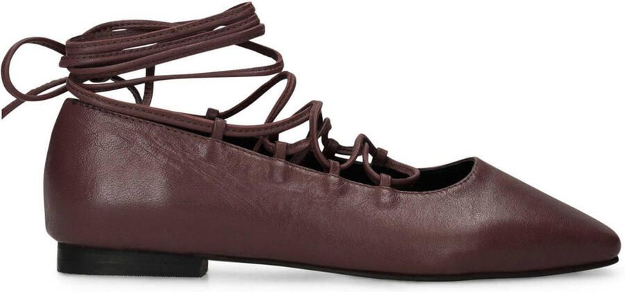 Sacha Dames Burgundy leren ballerina's met veters
