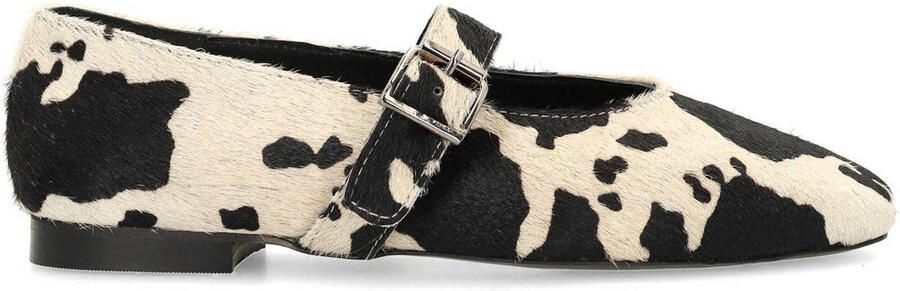 Sacha leren ballerina's met koeienprint bruin ecru