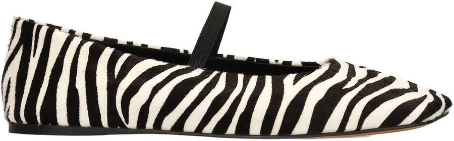 Sacha leren ballerina's met zebraprint zwart wit