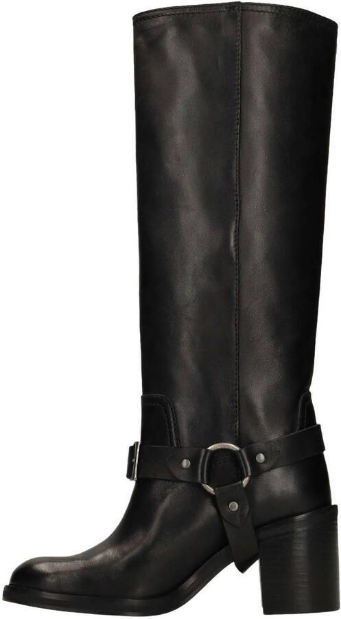 Sacha leren bikerboots met blokhak zwart - Foto 3