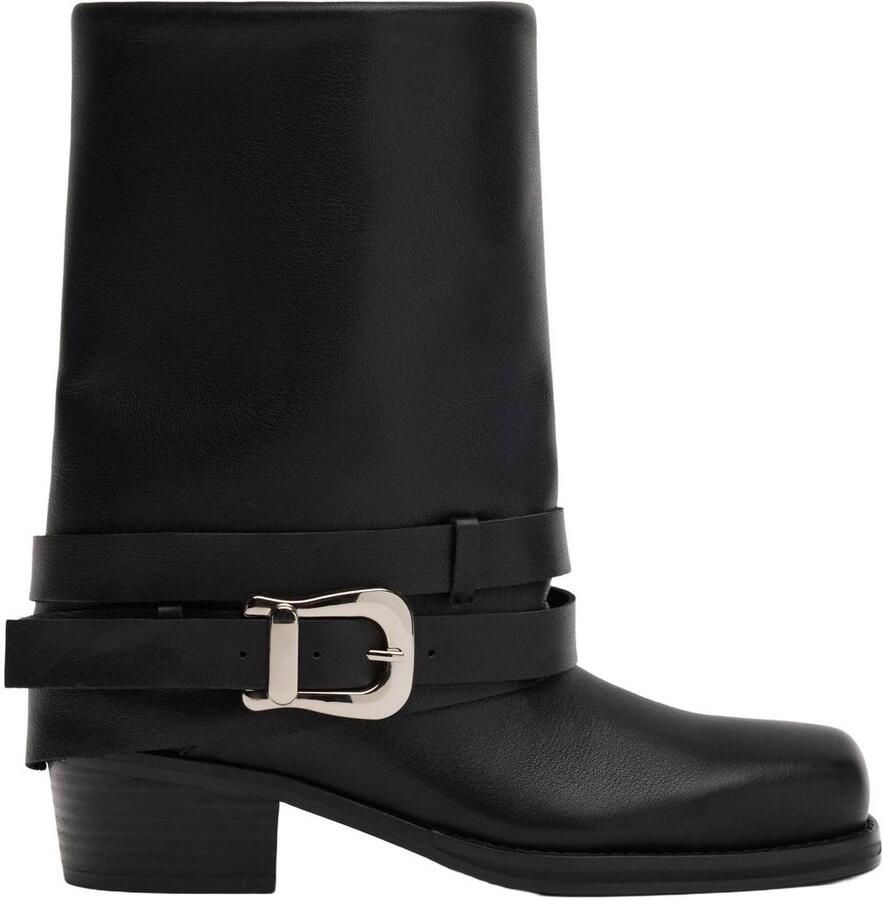 Sacha Dames Zwarte leren biker boots met flap