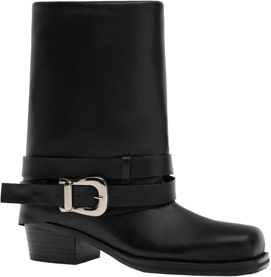 Sacha Dames Zwarte leren biker boots met flap - Foto 2