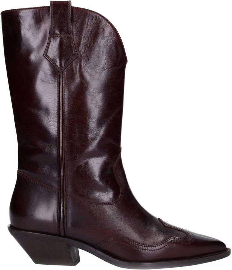 Sacha Dames Bordeaux rode leren cowboylaarzen