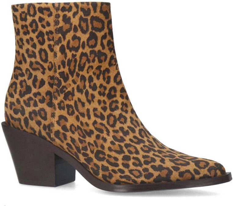 Sacha leren cowboylaarzen met panterprint bruin