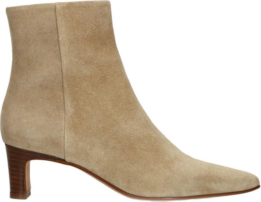 Sacha Dames Beige suède enkellaarsjes met hak