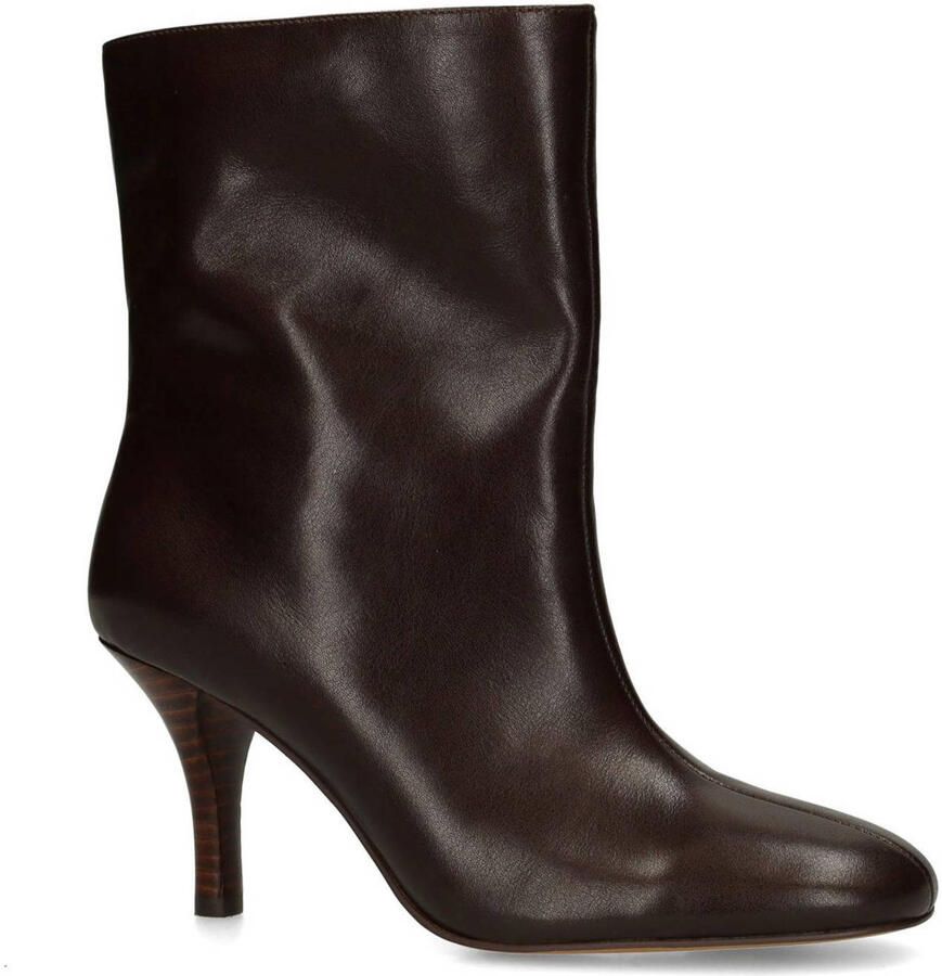 Sacha Dames Bruine leren enkellaarsjes met hak