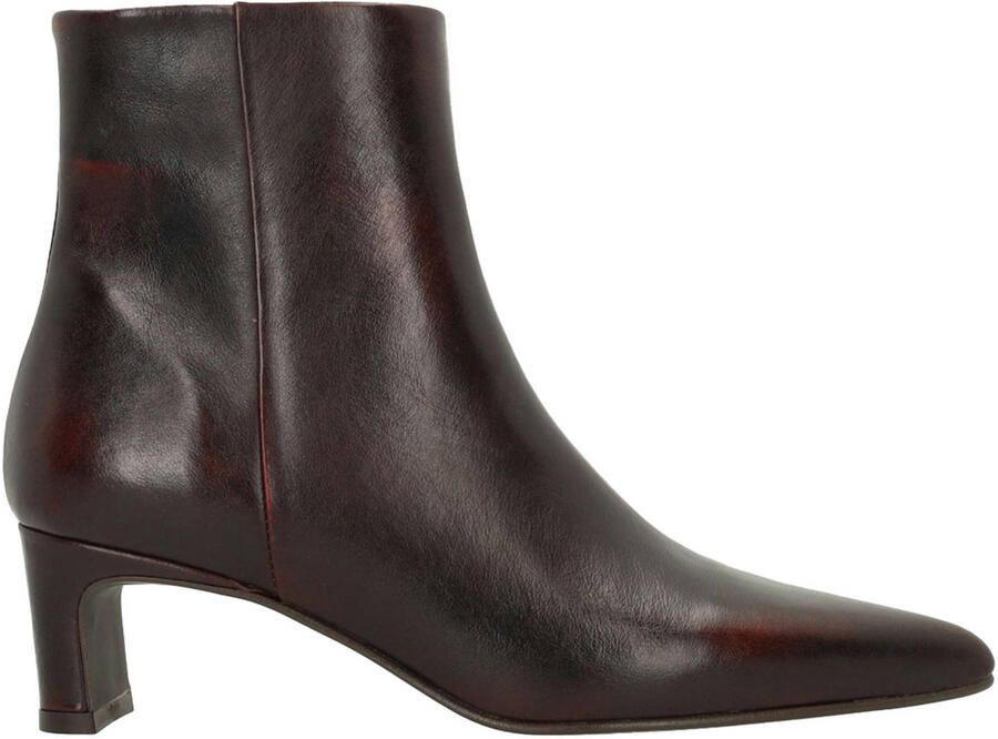 Sacha Dames Bordeaux leren enkellaarsjes met hak