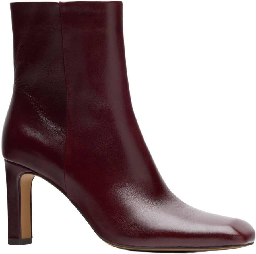 Sacha Dames Bordeaux leren enkellaarsjes met hak