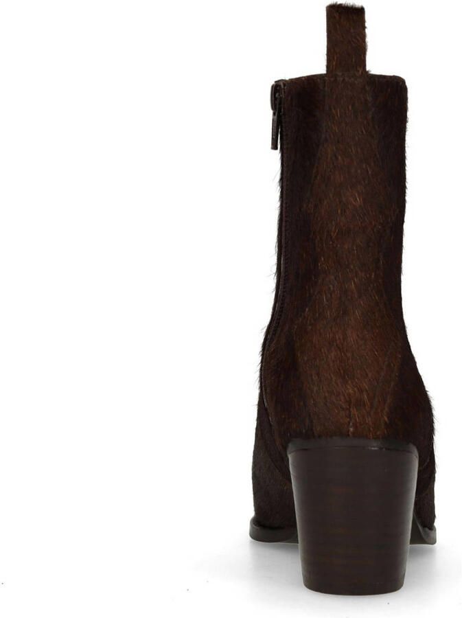 Sacha Dames Donkerbruine pony hair enkellaarsjes met hak - Foto 2